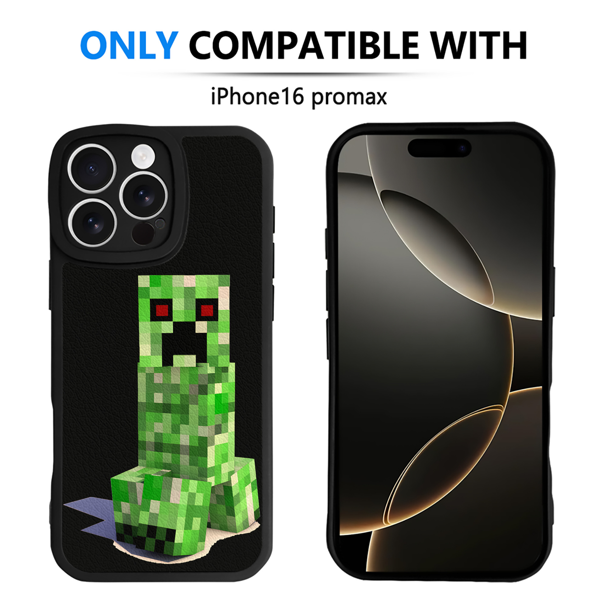 （画像用） マインクラフト ブロックの世界 Minecraft MC Block world 【iPhone 16シリーズ対応】シリコンスマホケース（レザー調） 材質：シリコン